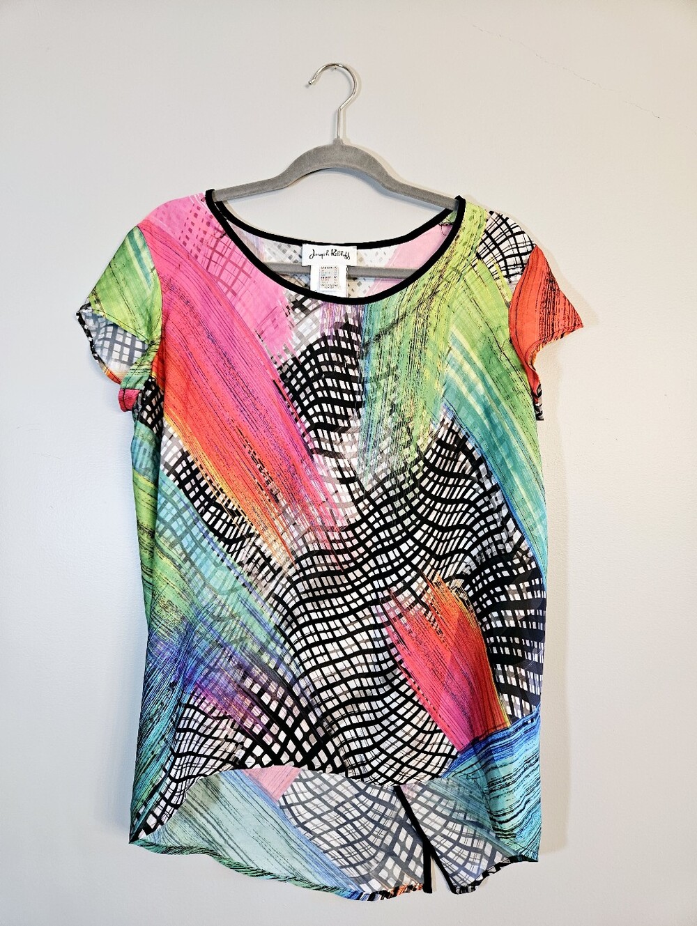 Joseph Ribkoff Colorful Tunic Blouse Size 10 Flowy Artsy Abstract
